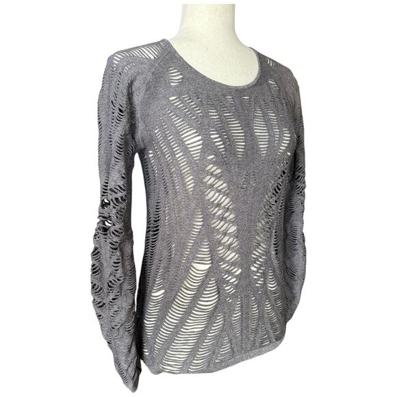ALO Yoga Wanderer Long Sleeve Top Charcoal Heather Gray Active Shirt Size M/L - Picture 2 of 7